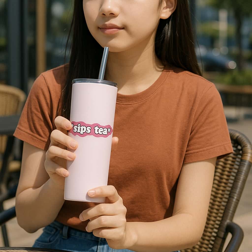 Trendy Pink Girly Sips Tumbler Bottle with Straw