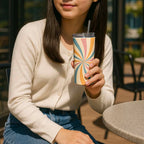 Funky Trance Print Aesthetic Tumbler Bottle with Straw