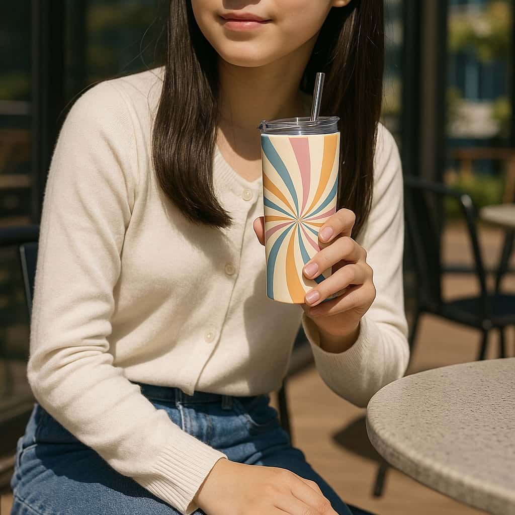 Funky Trance Print Aesthetic Tumbler Bottle with Straw