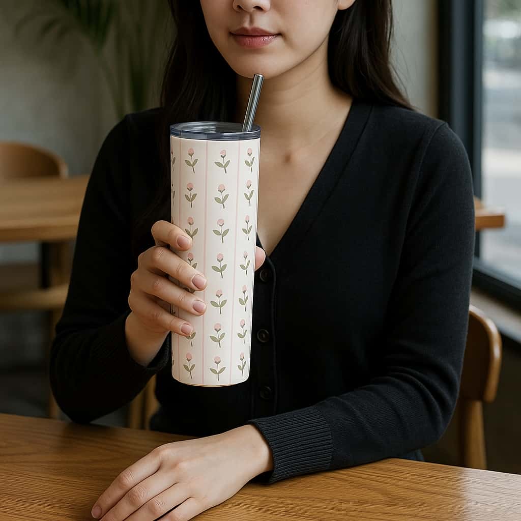 Florette Aesthetic Print Tumbler Bottle with Straw