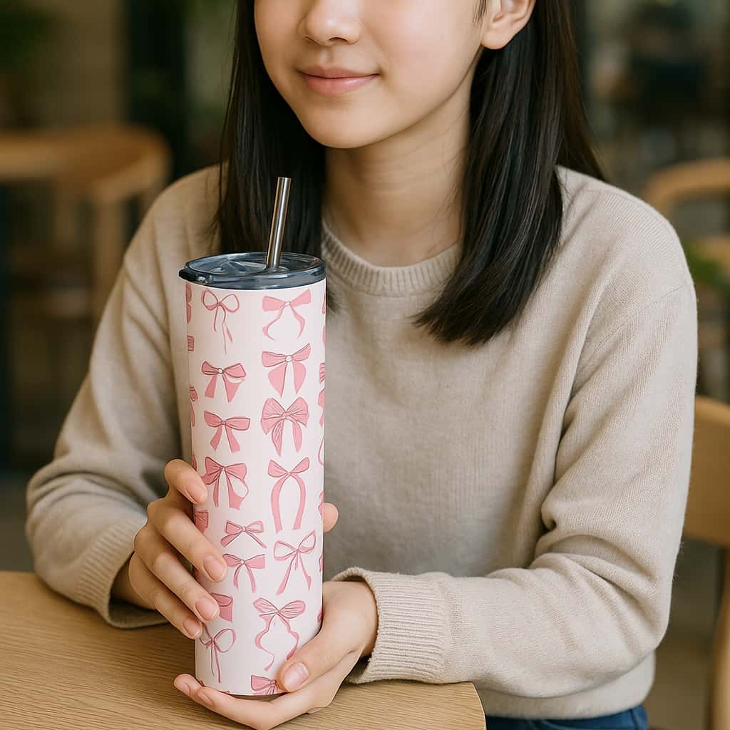 I'm Just a Girl Bow Tumbler Bottle with Straw