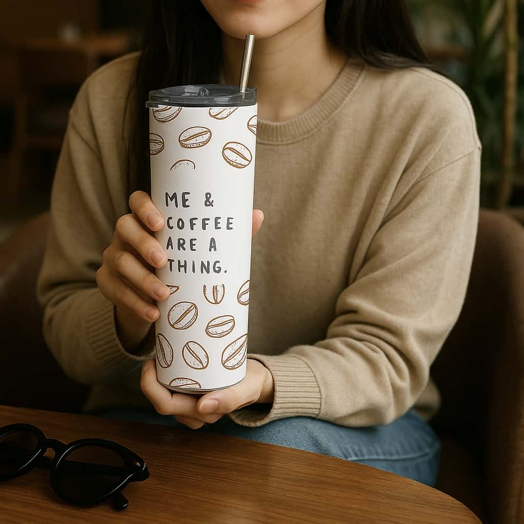 Aesthetic Coffeeholic Tumbler Bottle with Straw
