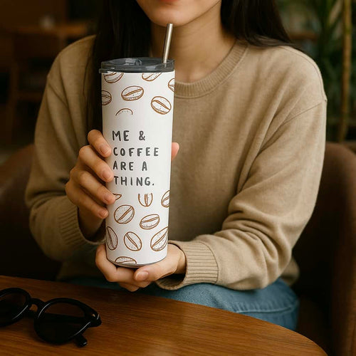 AESTHETIC COFFEEHOLIC - TUMBLER BOTTLE WITH STRAW