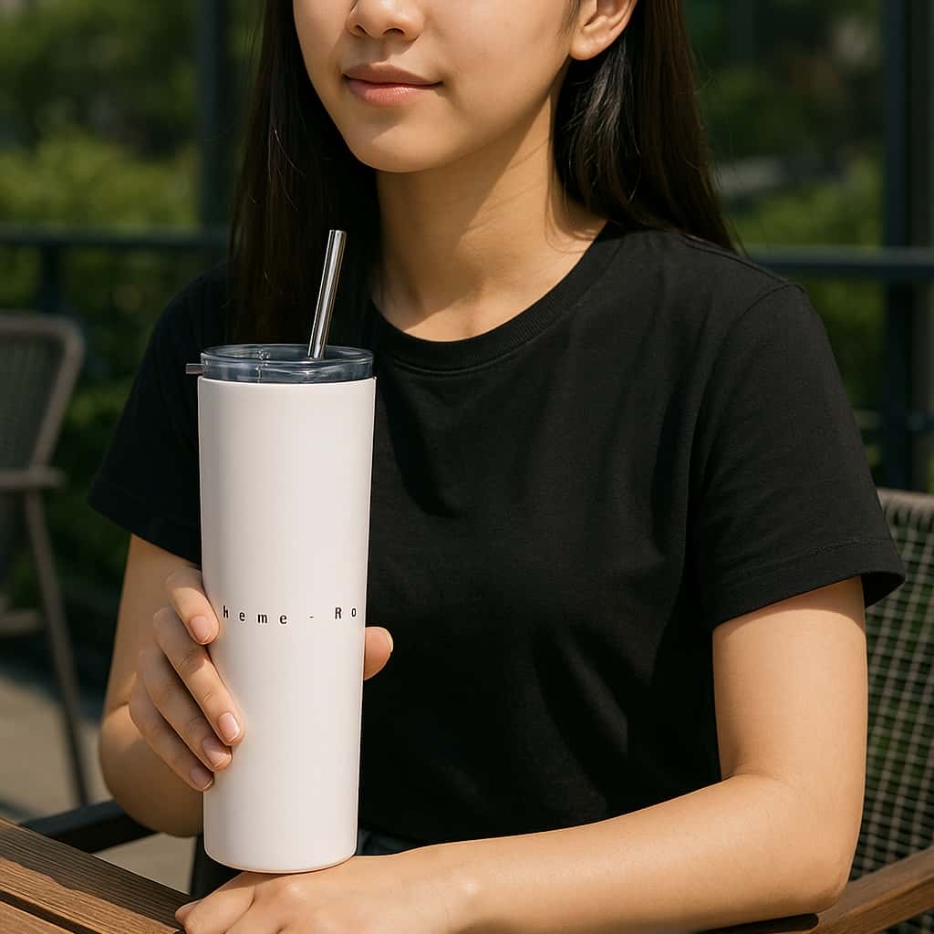 Blush Luxe Minimalist Tumbler Bottle with Straw
