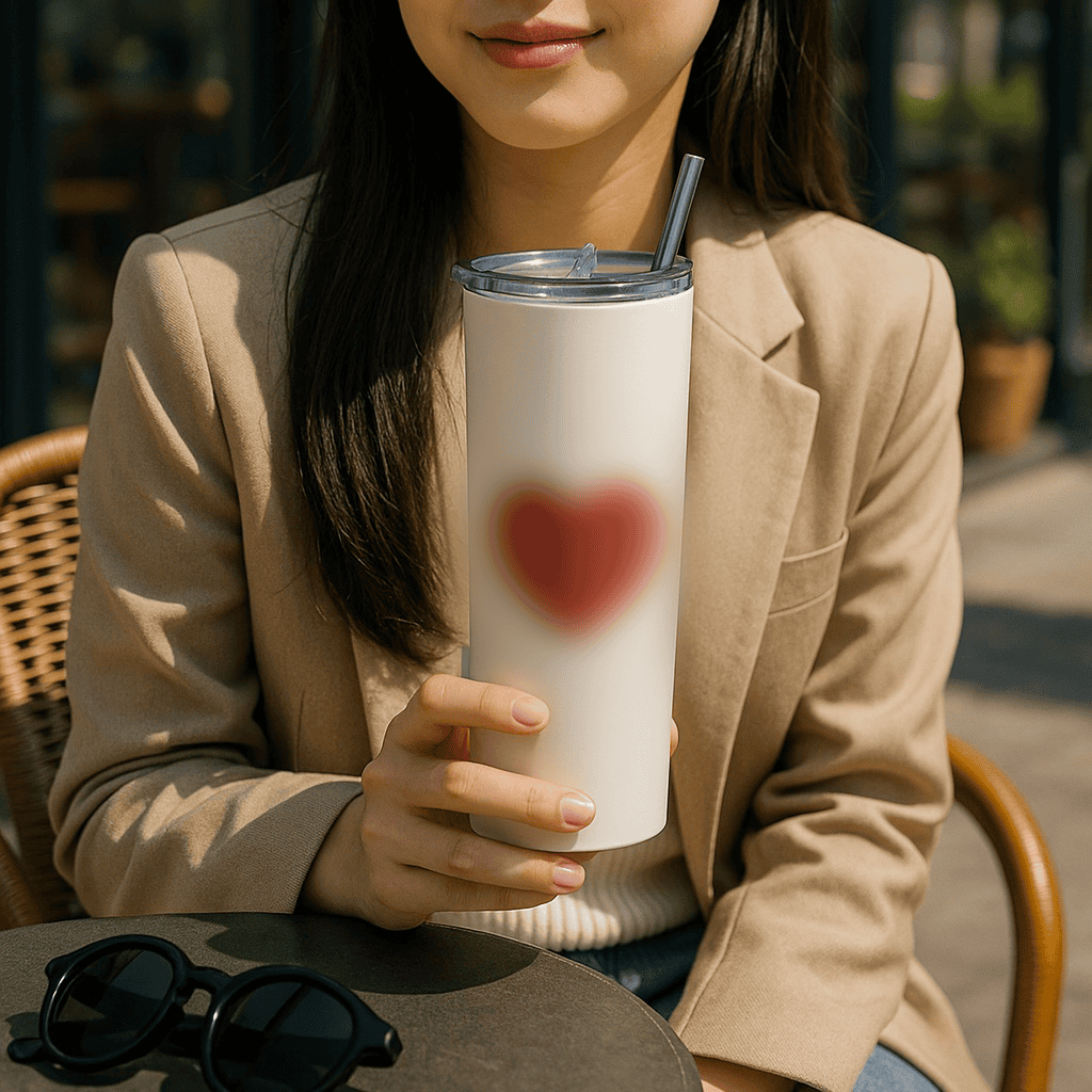 Mini Maroon Heart Tumbler Bottle with Straw