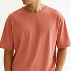 Men Oversized T-shirt Pure Cotton - CORAL