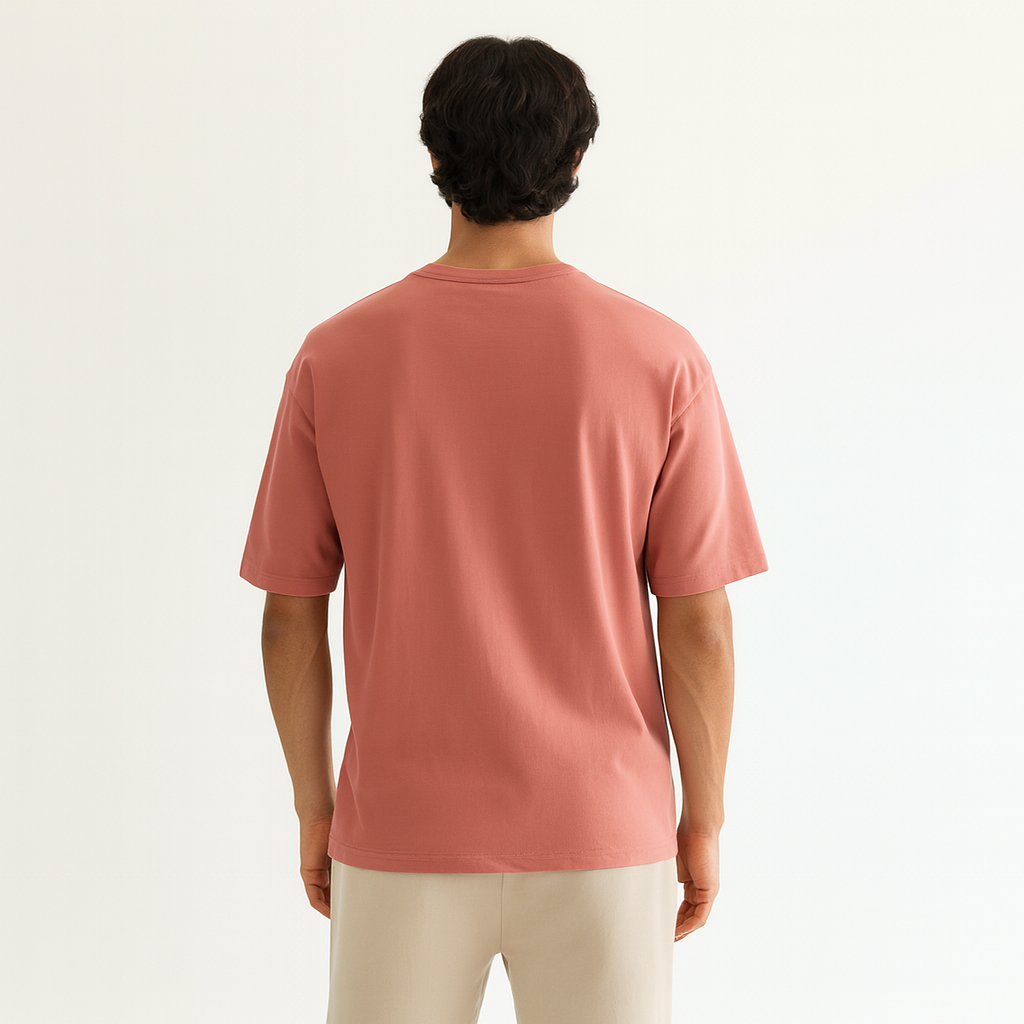 Men Oversized T-shirt Pure Cotton - CORAL
