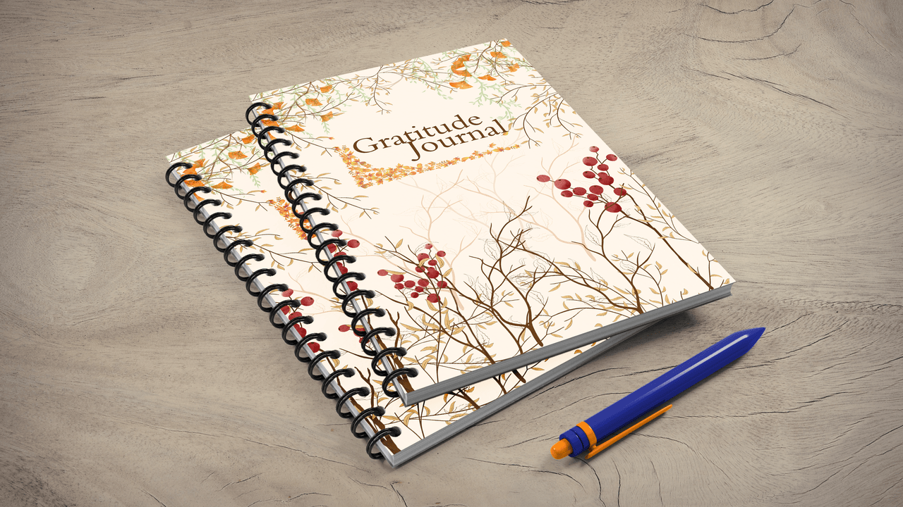 Autumn Leaves Gratitude Spiral Journal, A5 UNRULED