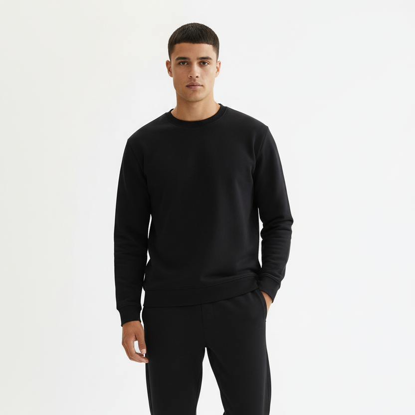 Men Sweatshirt Pure Cotton - BLACK