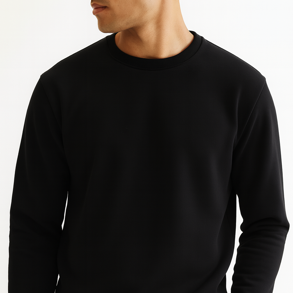 Men Sweatshirt Pure Cotton - BLACK