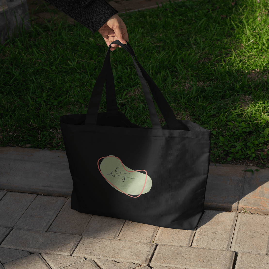 Love Always Pastel Large Tote Bag 100% Cotton with Zipper
