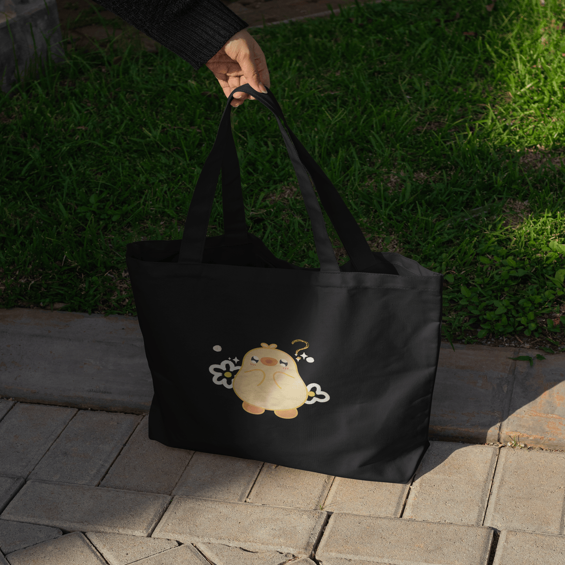 Kawai Duck Large Tote Bag 100% Cotton with Zipper