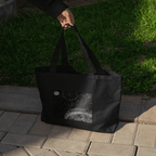 Celestial Aesthetic Black Large Tote Bag 100% Cotton with Zipper