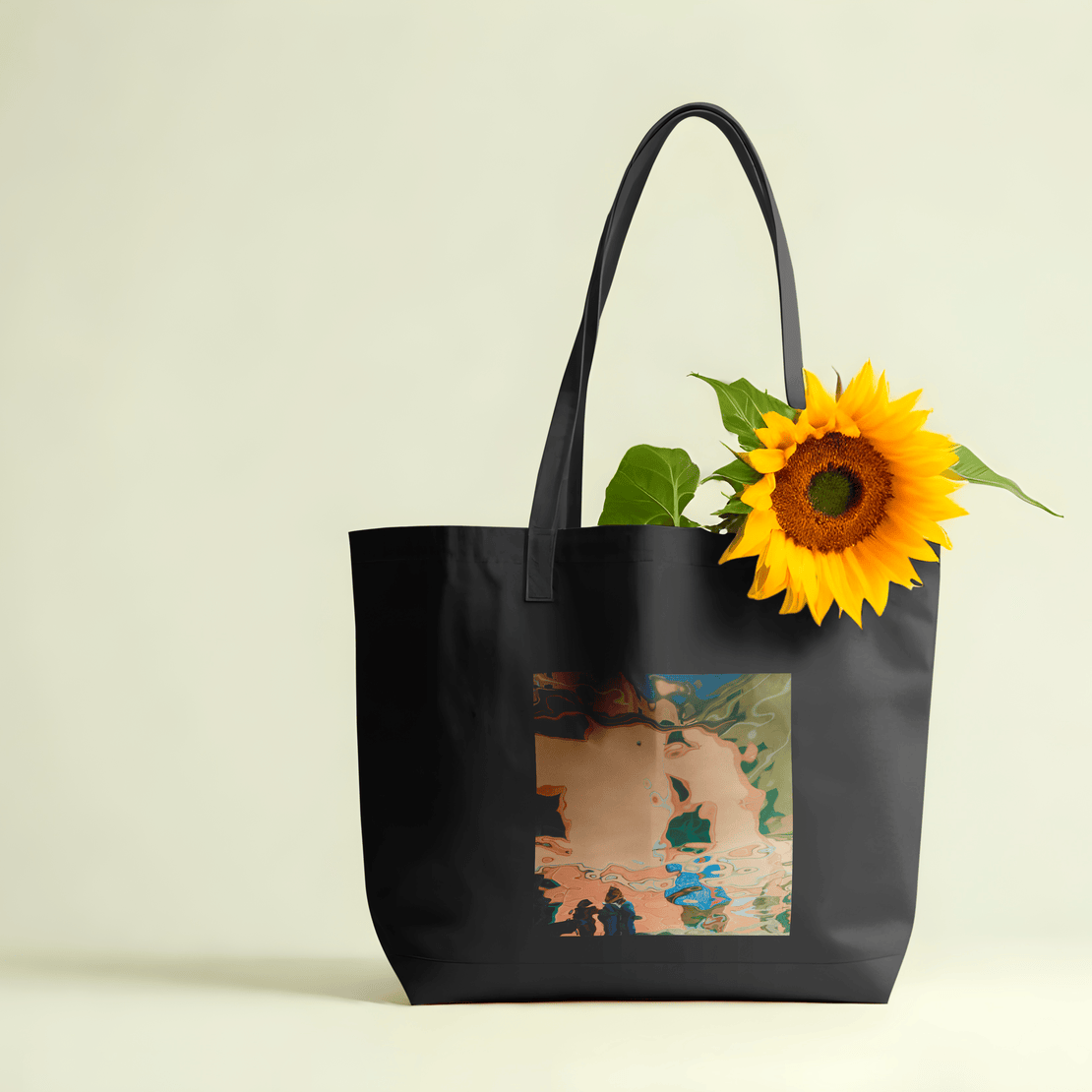 Aquatic Art Aesthetic Large Tote Bag 100% Cotton with Zipper