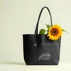 Celestial Aesthetic Black Large Tote Bag 100% Cotton with Zipper