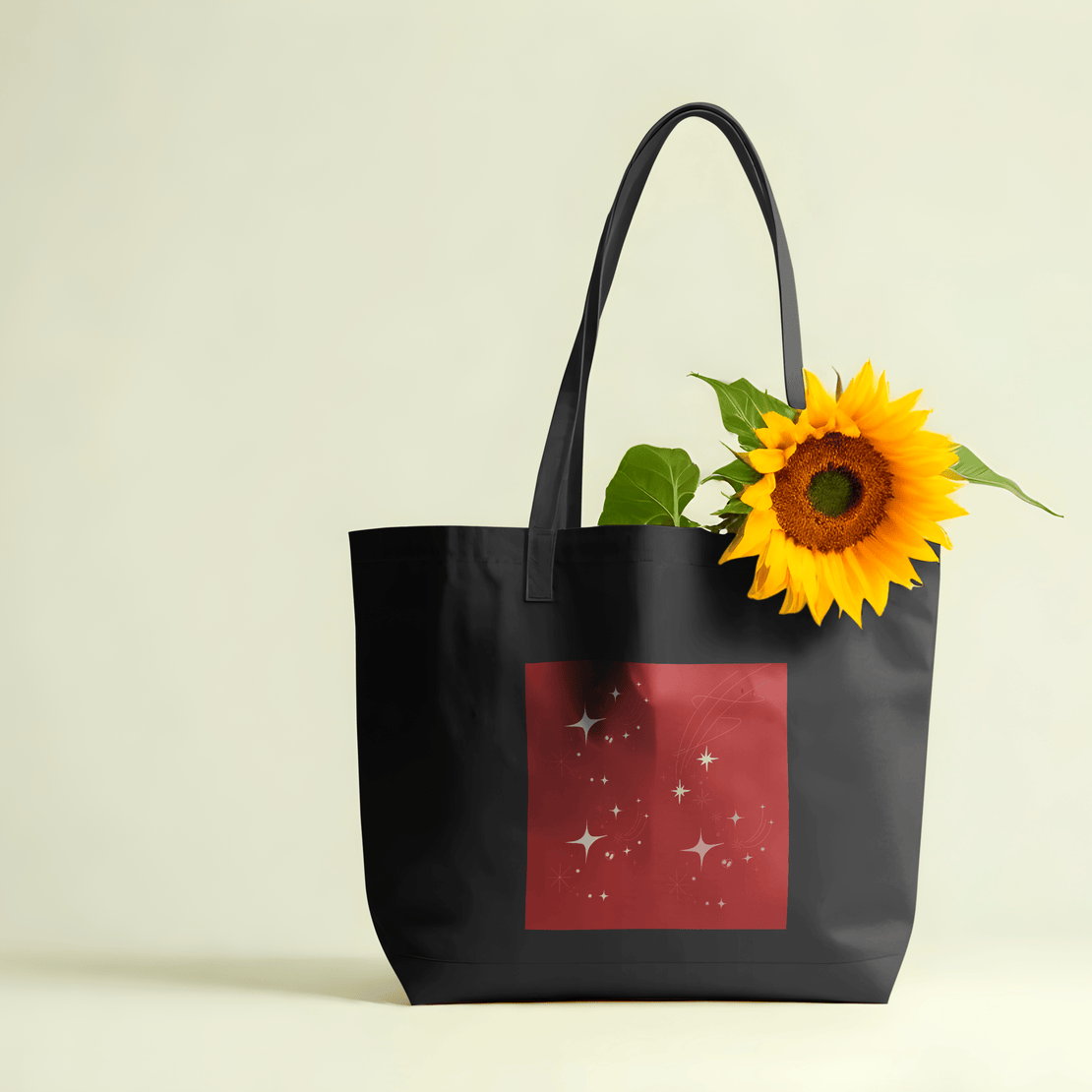 Red Whimsical Aesthetic Large Tote Bag 100% Cotton with Zipper