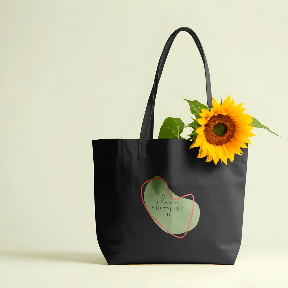 Love Always Pastel Large Tote Bag 100% Cotton with Zipper