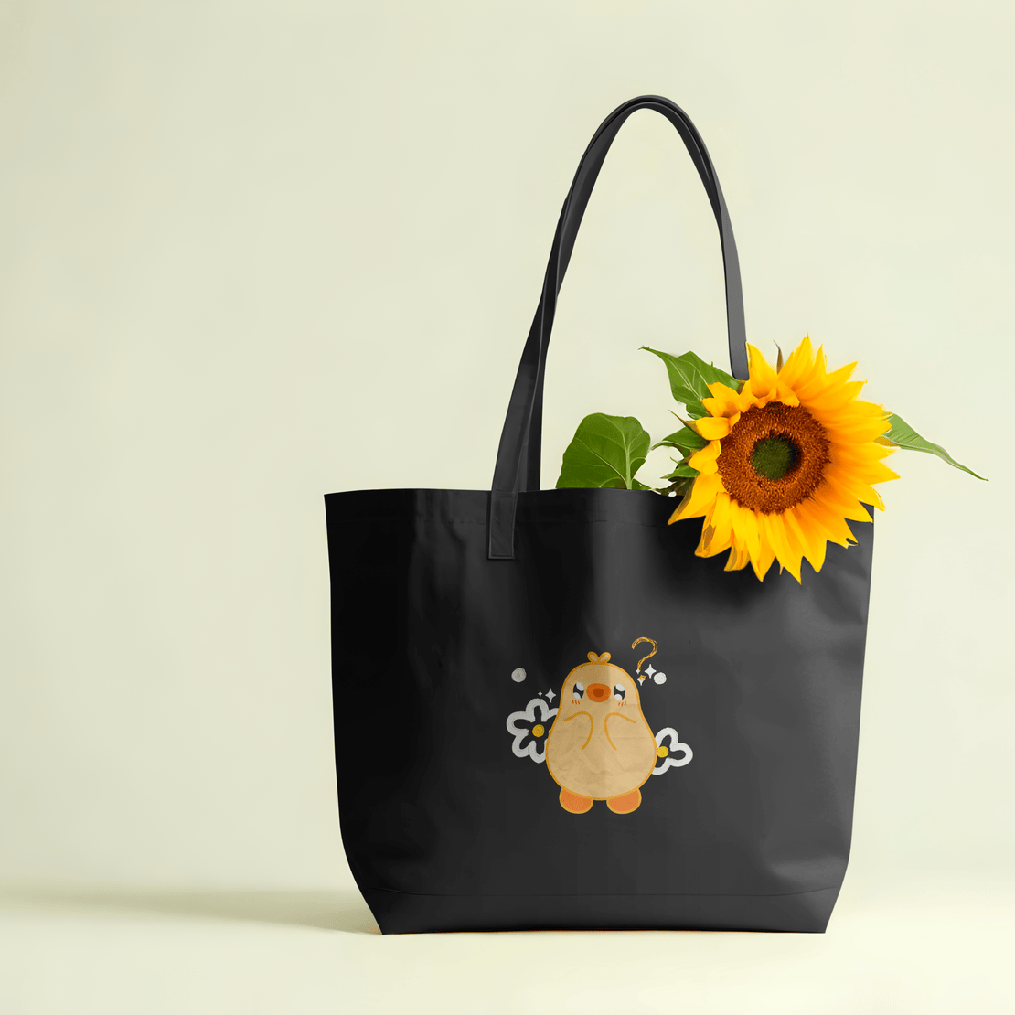 Kawai Duck Large Tote Bag 100% Cotton with Zipper