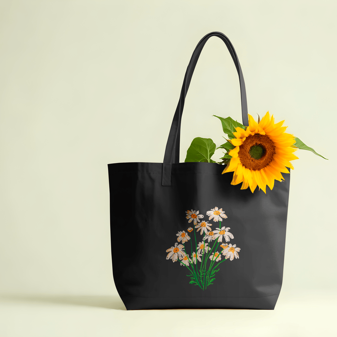 Blooming Flowers Large Tote Bag 100% Cotton with Zipper