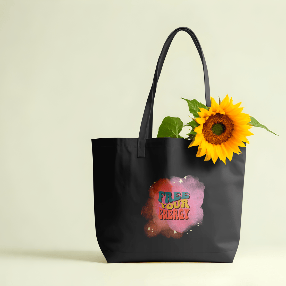 Free Your Energy Large Tote Bag 100% Cotton with Zipper