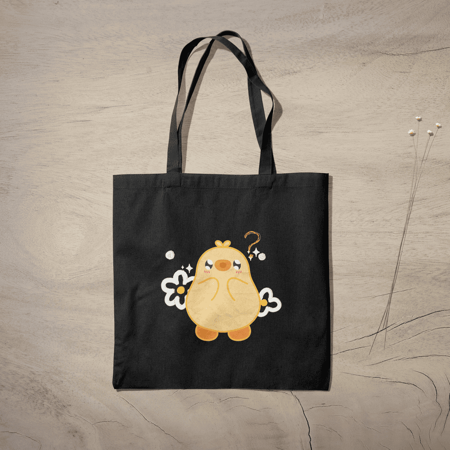 Kawai Duck Tote Bag 100% Cotton with Zipper