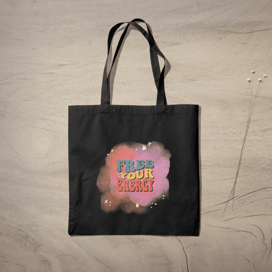 Free Your Energy Tote Bag 100% Cotton with Zipper