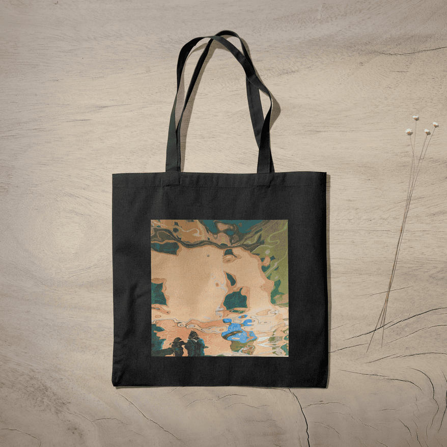 Aquatic Art Aesthetic Tote Bag 100% Cotton with Zipper