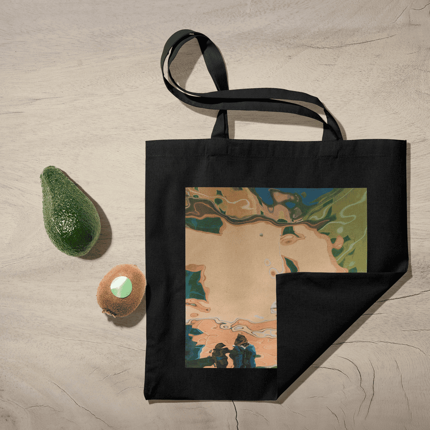 Aquatic Art Aesthetic Tote Bag 100% Cotton with Zipper