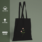 Twin Flower Tote Bag 100% Cotton with Zipper