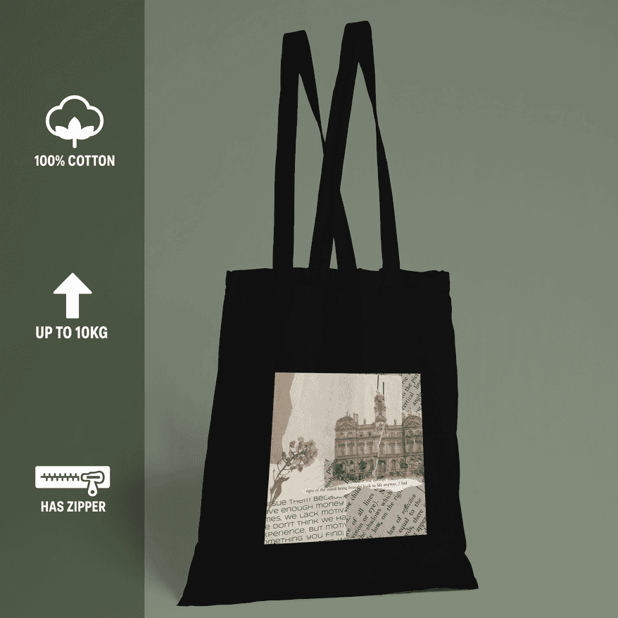 Light Academia Aesthetic Tote Bag 100% Cotton with Zipper
