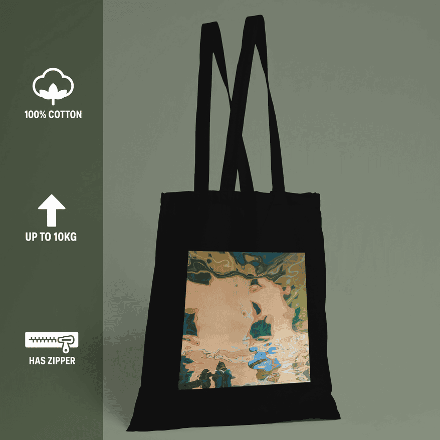 Aquatic Art Aesthetic Tote Bag 100% Cotton with Zipper