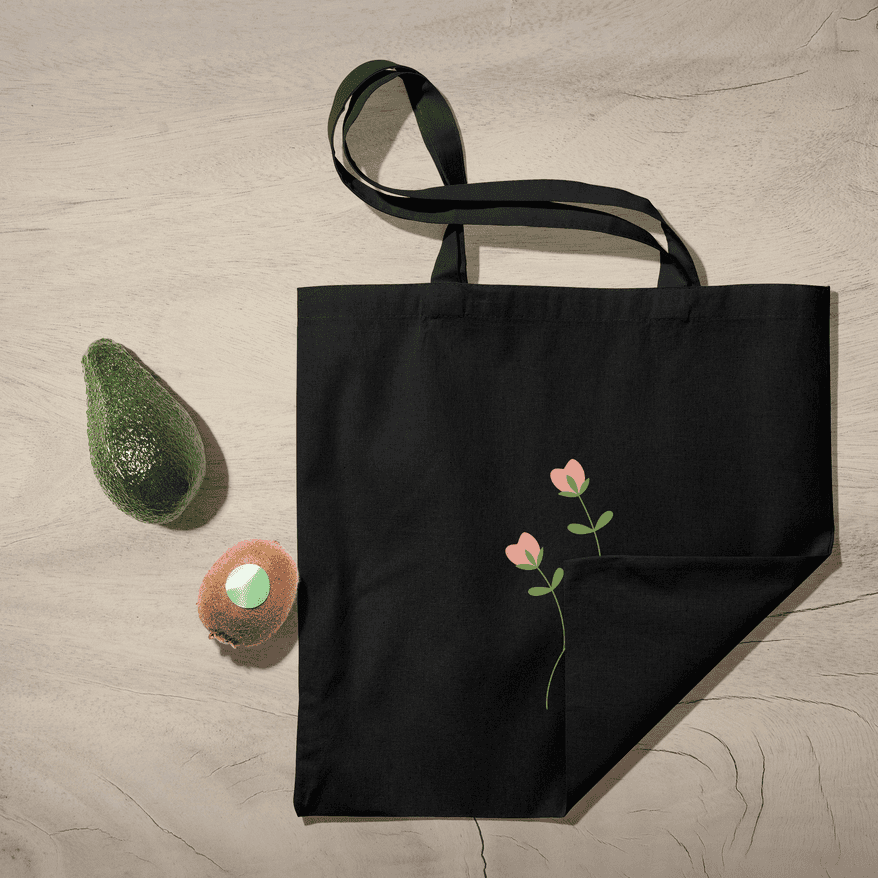 Twin Flower Tote Bag 100% Cotton with Zipper