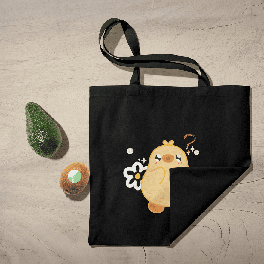 Kawai Duck Tote Bag 100% Cotton with Zipper