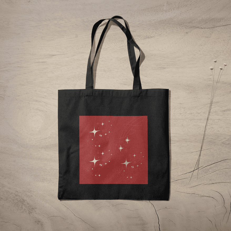 Red Whimsical Aesthetic Tote Bag 100% Cotton with Zipper