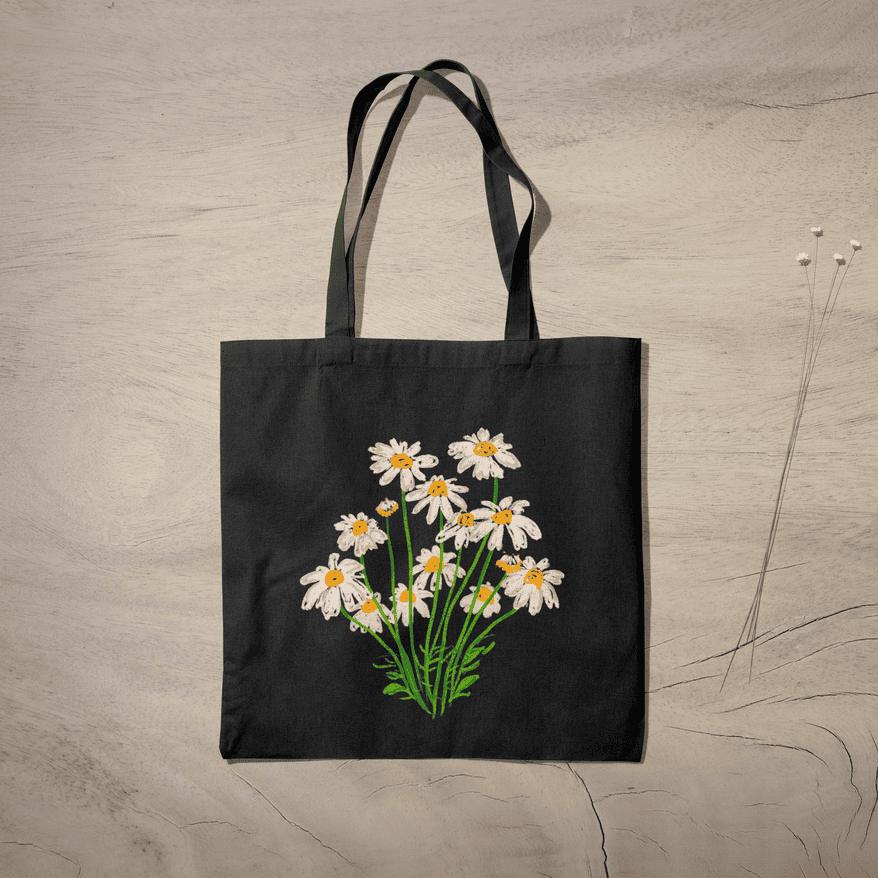 Blooming Flowers Tote Bag 100% Cotton with Zipper