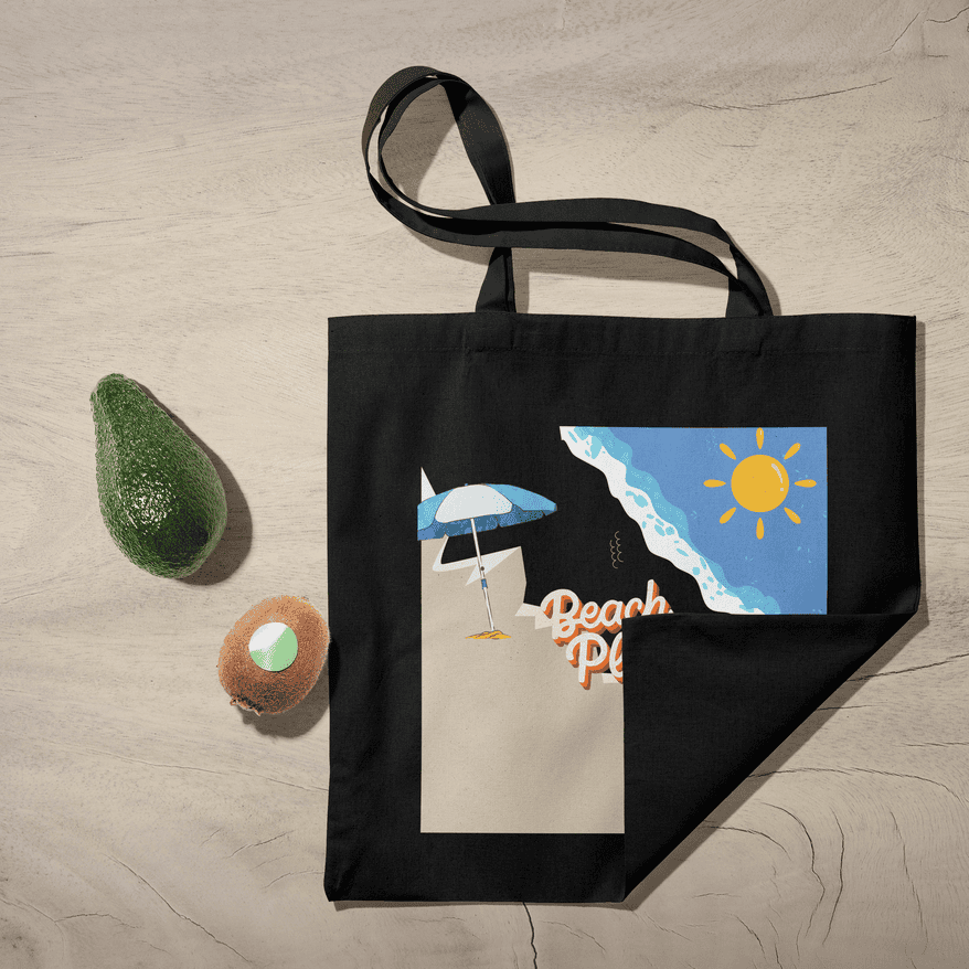 Beach Please Tote Bag 100% Cotton with Zipper