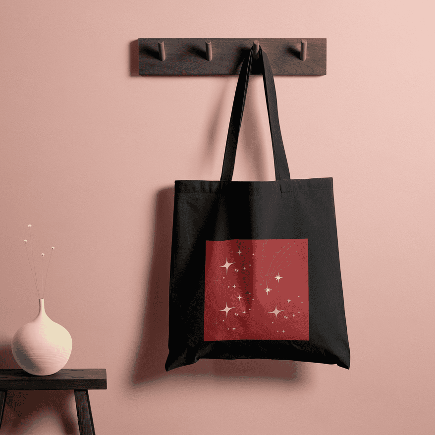 Red Whimsical Aesthetic Tote Bag 100% Cotton with Zipper