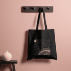 Celestial Aesthetic Black Tote Bag 100% Cotton with Zipper