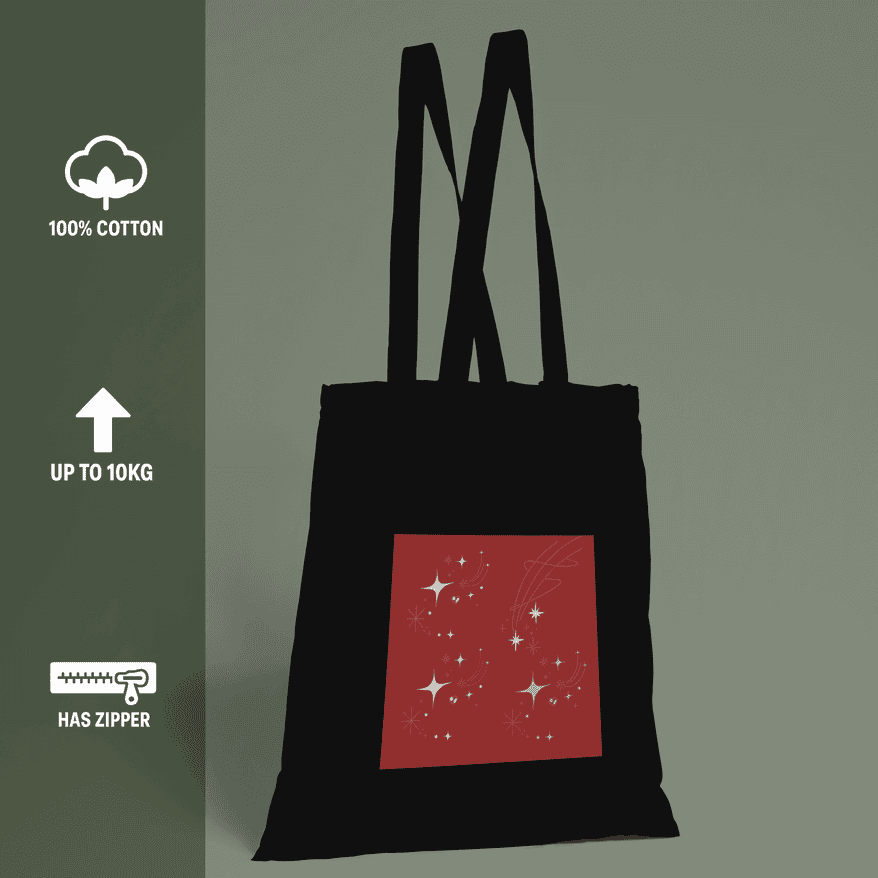 Red Whimsical Aesthetic Tote Bag 100% Cotton with Zipper