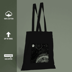 Celestial Aesthetic Black Tote Bag 100% Cotton with Zipper