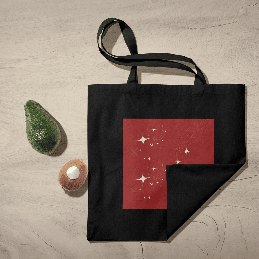 Red Whimsical Aesthetic Tote Bag 100% Cotton with Zipper