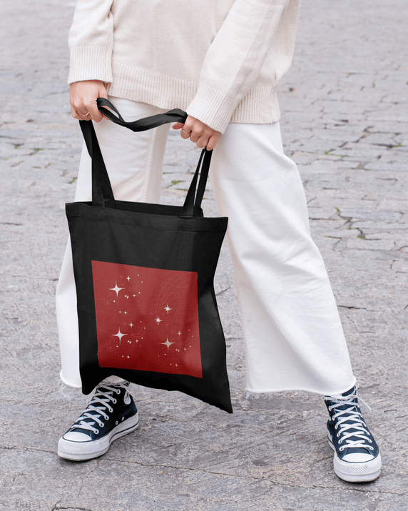 Red Whimsical Aesthetic Tote Bag 100% Cotton with Zipper