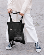 Celestial Aesthetic Black Tote Bag 100% Cotton with Zipper