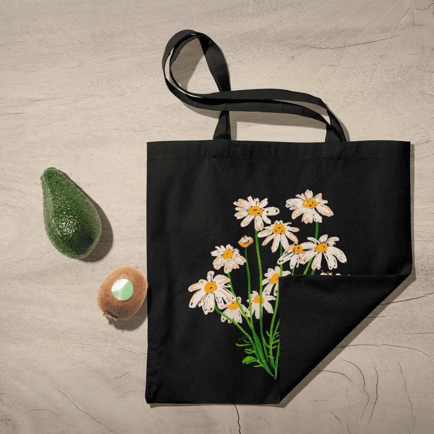 Blooming Flowers Tote Bag 100% Cotton with Zipper