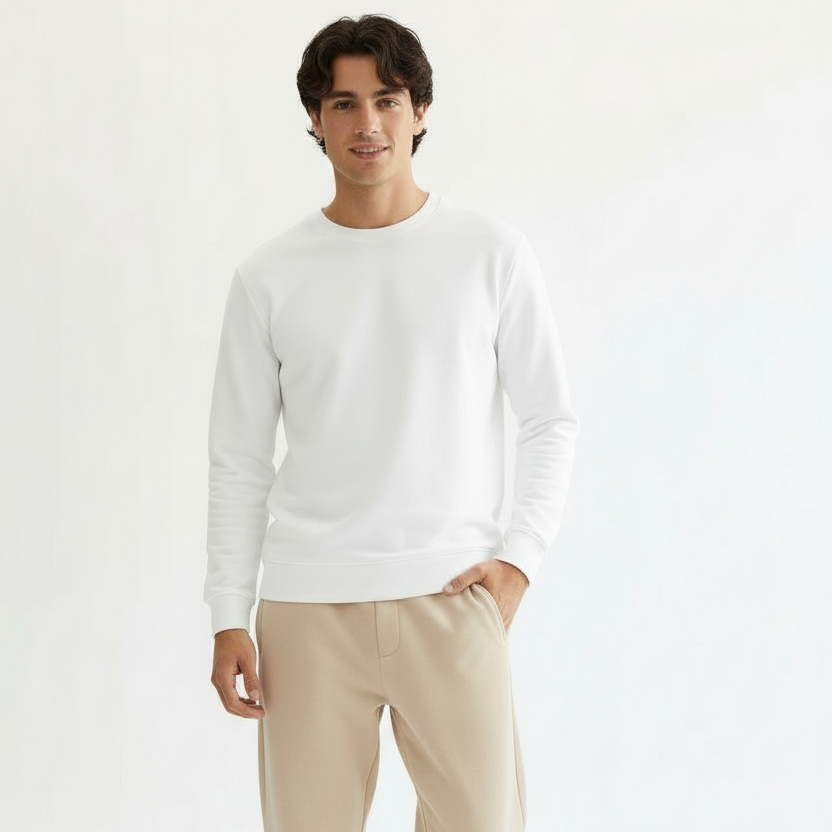 Men Sweatshirt Pure Cotton - WHITE