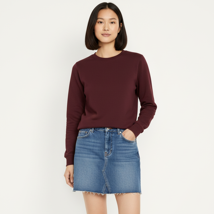 Women Sweatshirt Pure Cotton - MAROON
