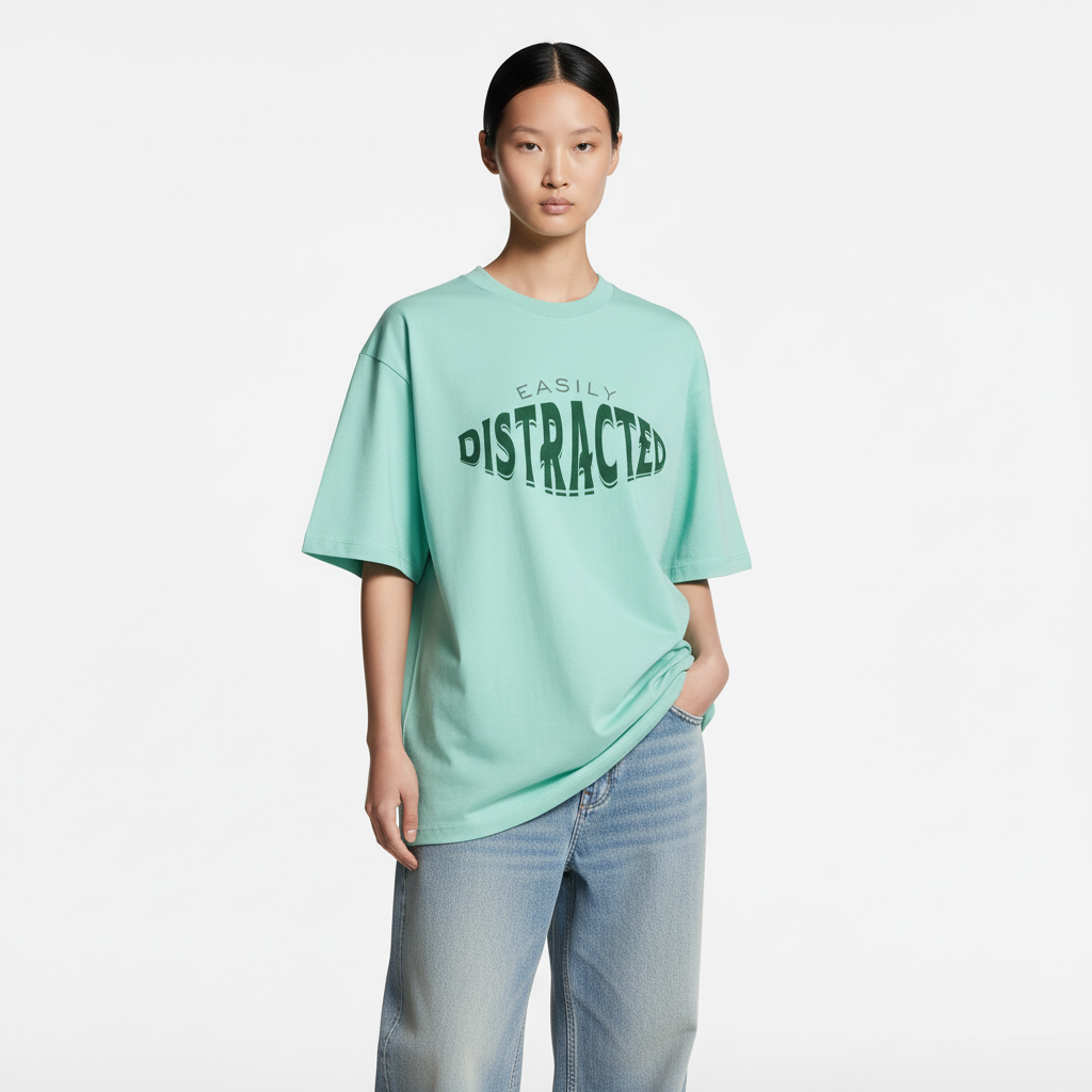 Easily Distracted Women Oversized T-shirt Pure Cotton - MINT