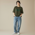 Easily Distracted Women Oversized T-shirt Pure Cotton - OLIVE