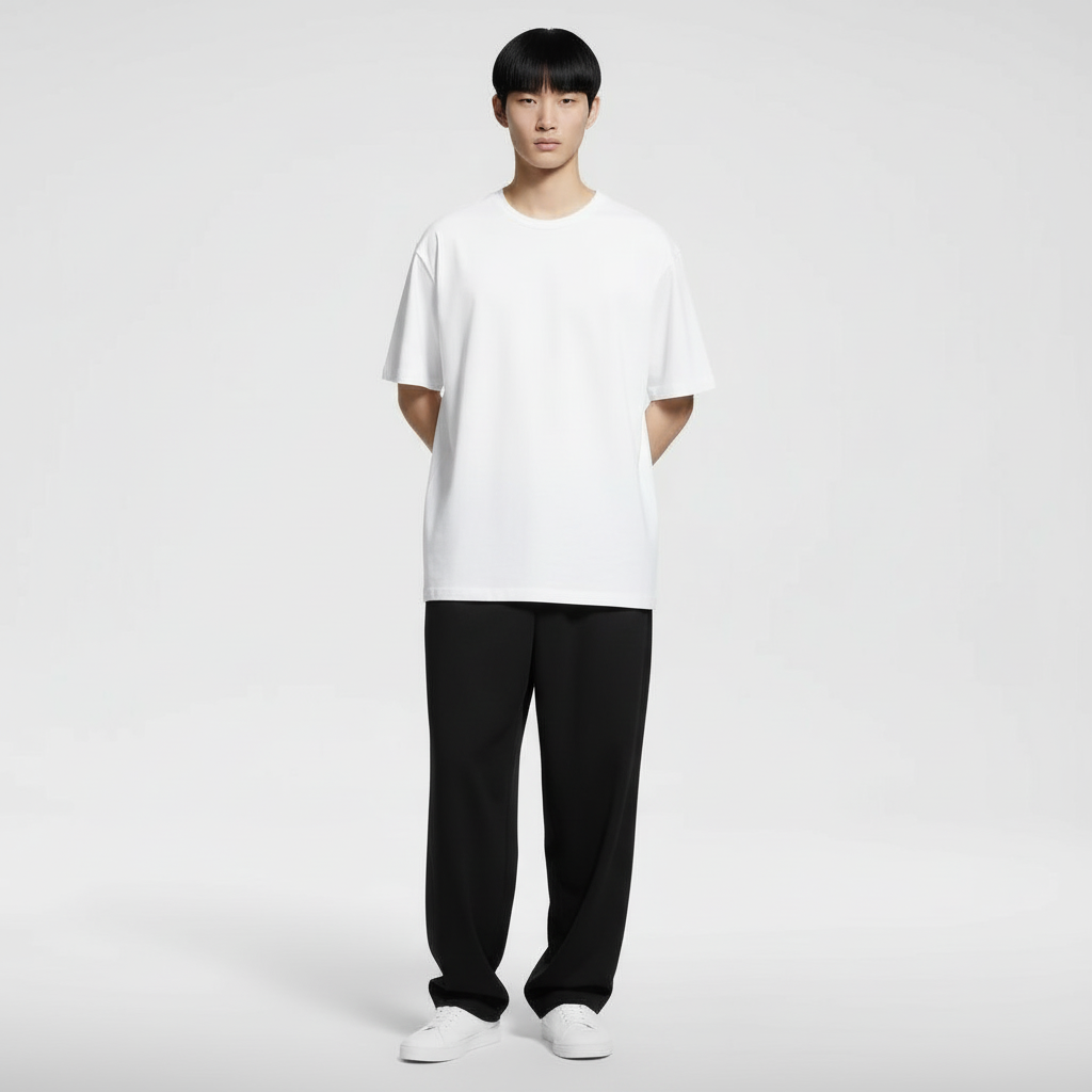 Men Oversized T-shirt Pure Cotton - WHITE