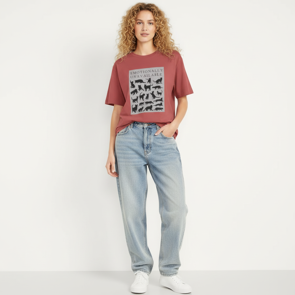 Emotionally Unavailable Women Oversized T-Shirt - CORAL